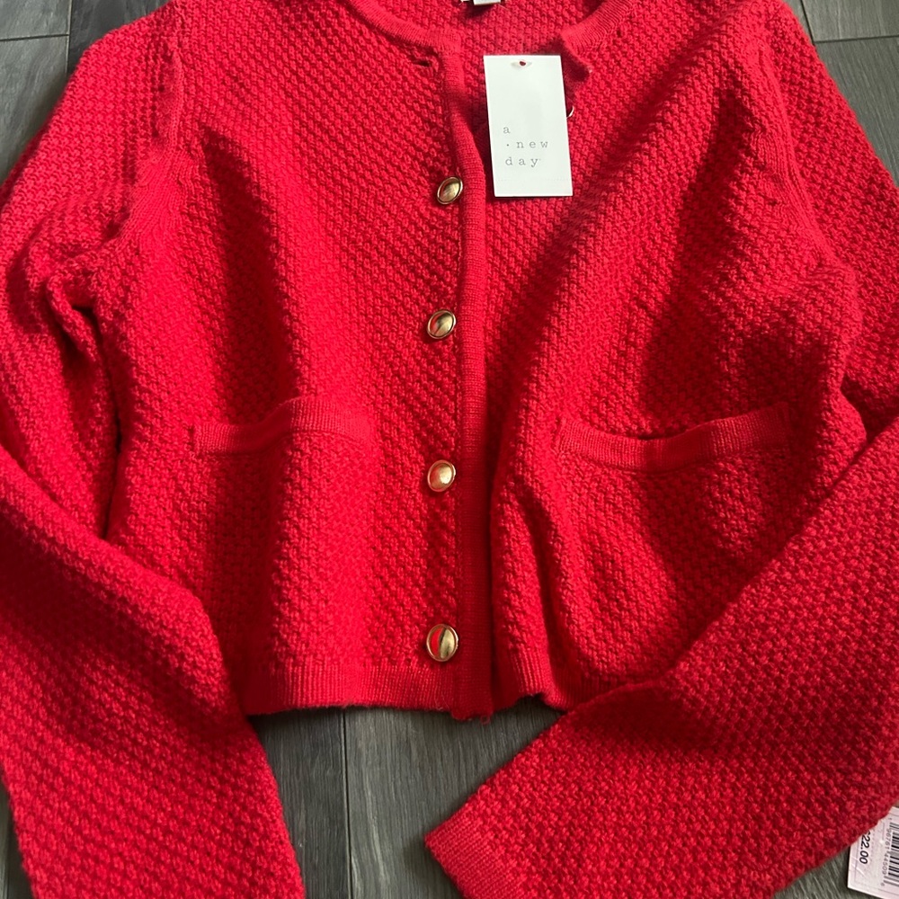 A New Day Vibrant Red Knit Cardigan